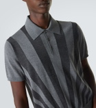 Versace Intarsia striped virgin wool polo shirt
