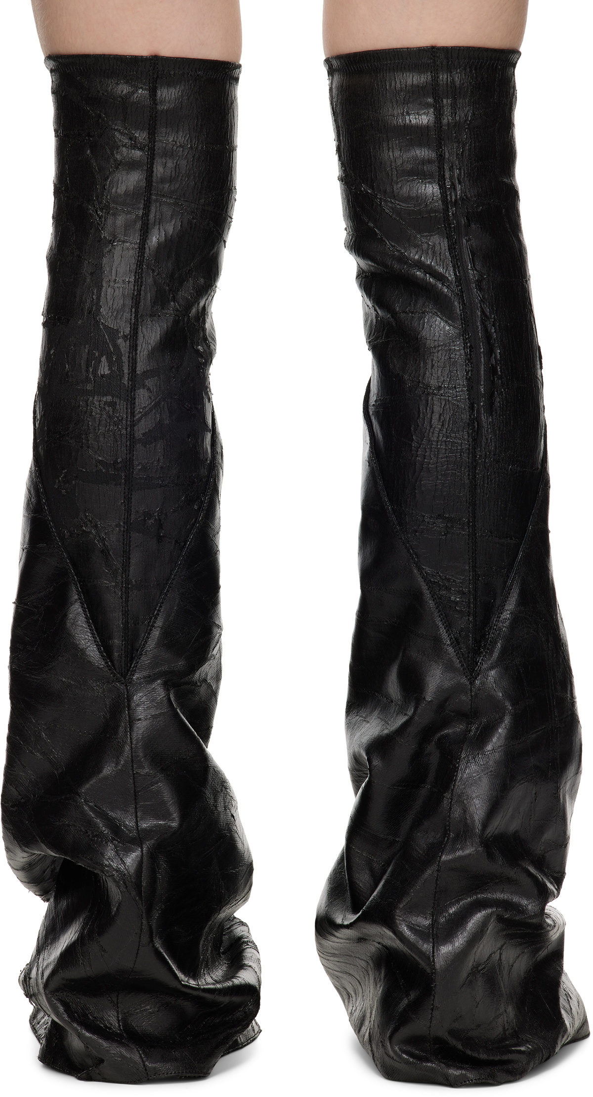 Rick Owens DRKSHDW Black Porterville Fetish Tall Boots
