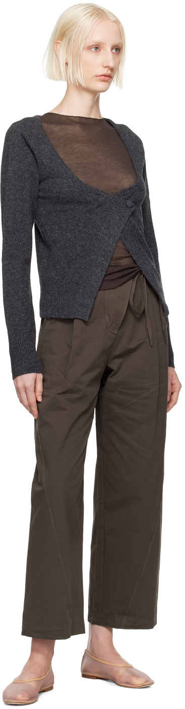 Deiji Studios Gray Asymmetric Knit Cardigan