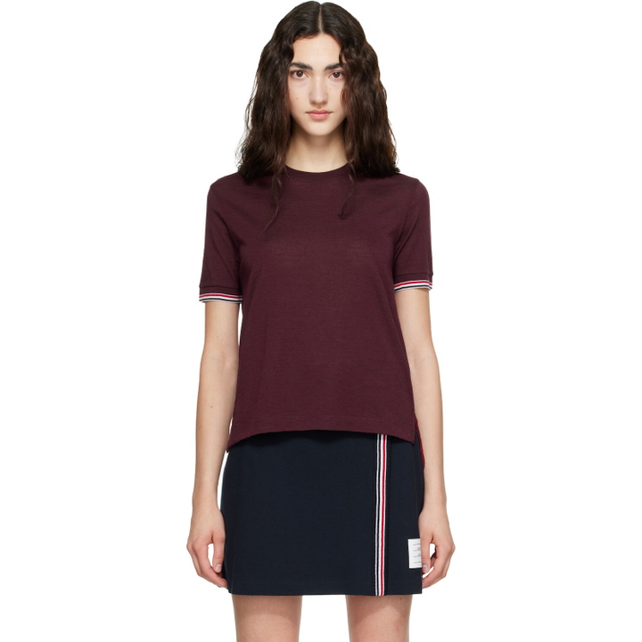 Photo: Thom Browne Burgundy Rib Cuff RWB Tipping Wool Jersey T-shirt