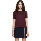 Thom Browne Burgundy Rib Cuff RWB Tipping Wool Jersey T-shirt