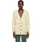 Victoria Beckham Off-White Chunky Cable Oversized Cardigan