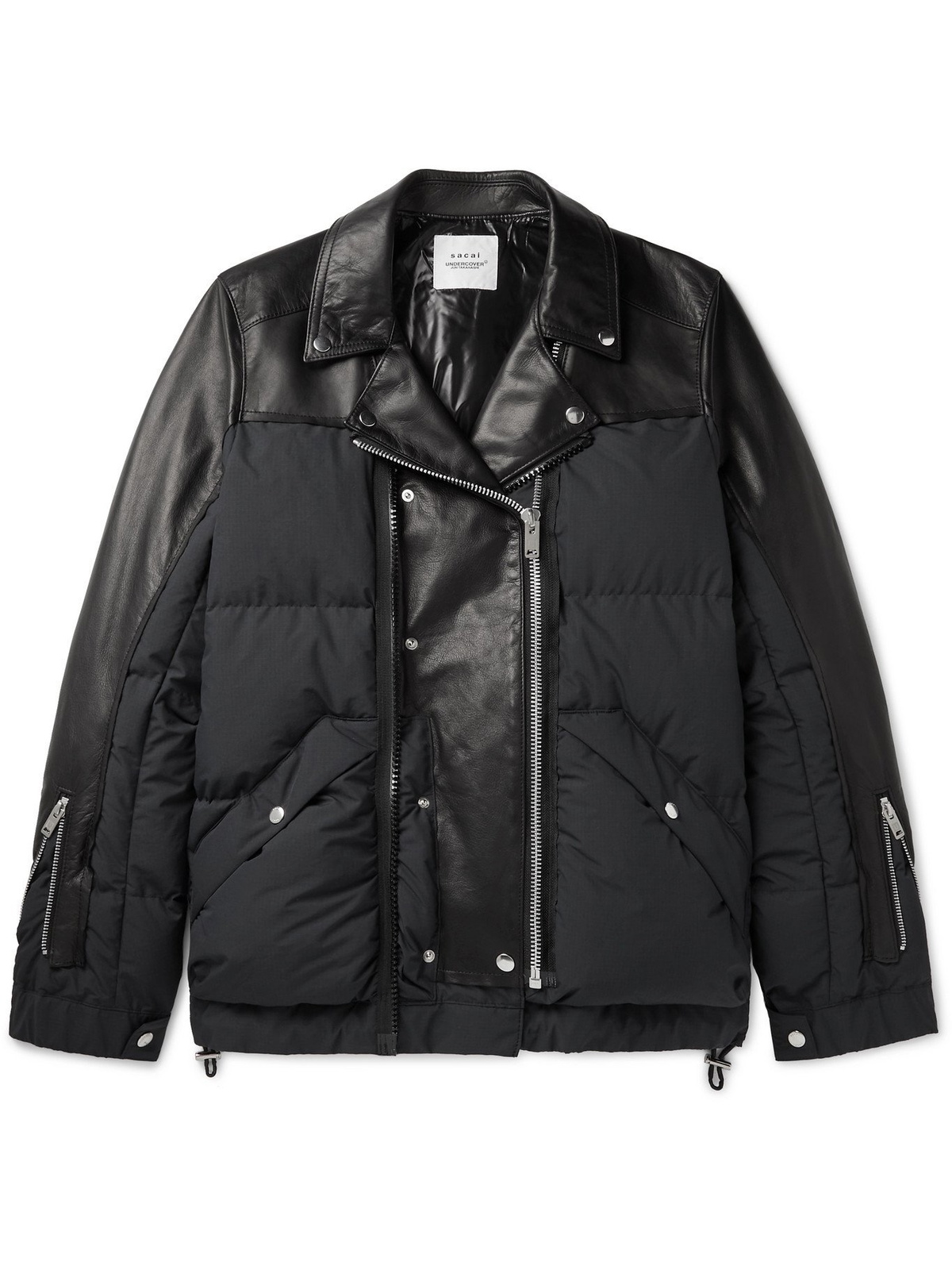 UNDERCOVER - Sacai Printed Leather-Panelled Quilted Shell Jacket 