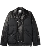 UNDERCOVER - Sacai Printed Leather-Panelled Quilted Shell Jacket - Black