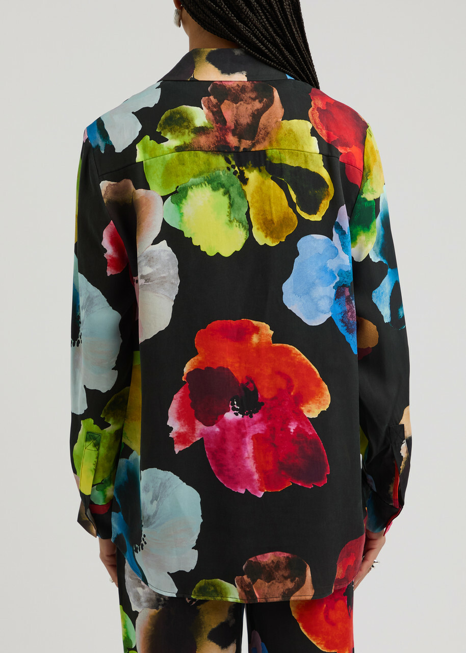 Stine Goya Floral-print Matte Satin Shirt Multicoloured 1