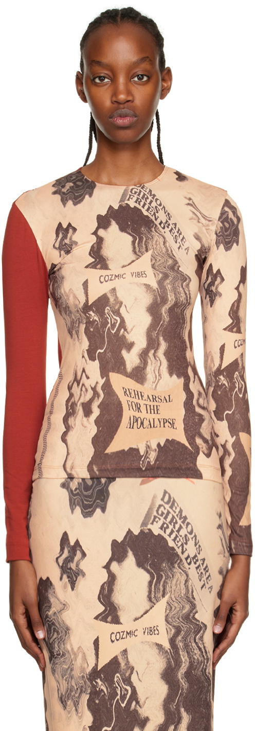 ELLISS Beige Cosmic Vibes Long Sleeve T-Shirt
