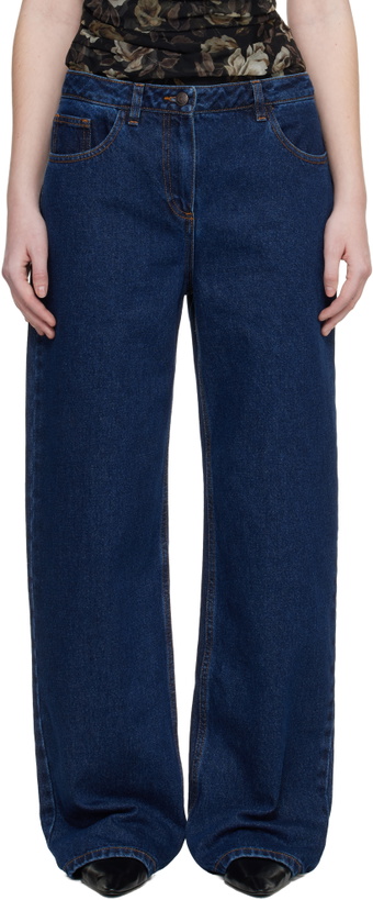 Photo: Magda Butrym Navy Loose-Leg Faded Jeans