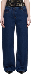 Magda Butrym Navy Loose-Leg Faded Jeans