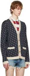 Gucci Navy & Off-White GG Jacquard Cardigan