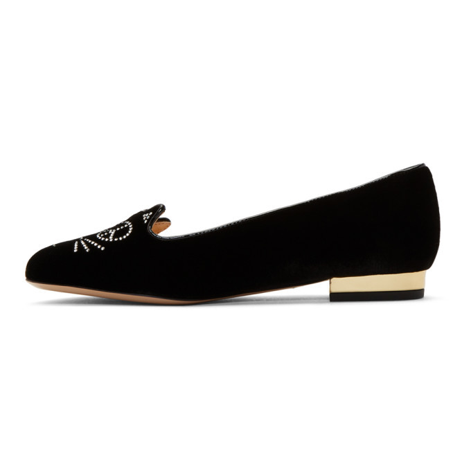 Charlotte Olympia Black Peace Kitty Loafers