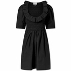 GANNI Women's Cotton Poplin Open-Neck Smock Mini Dress in Black