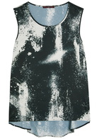 High Cue Printed Satin top Black