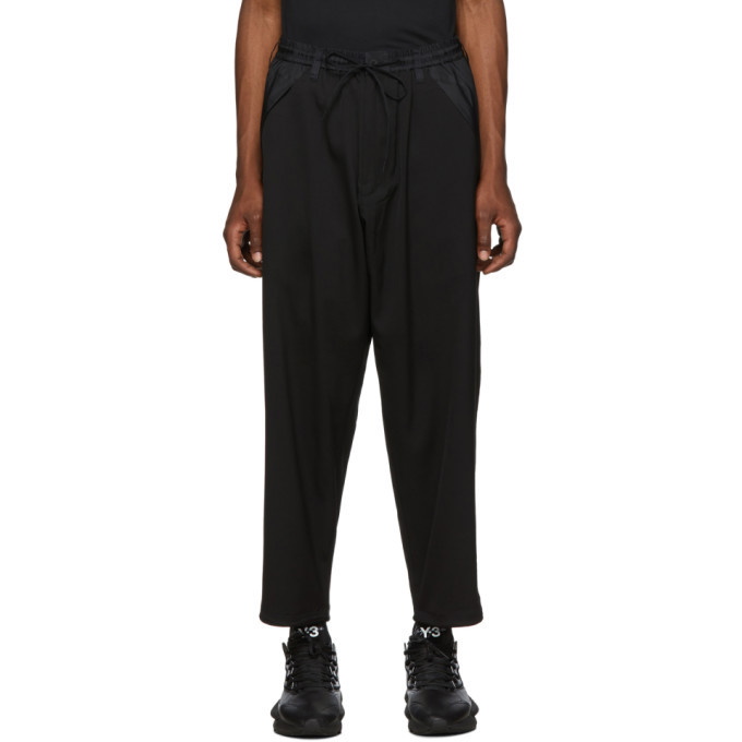 Photo: Y-3 Black Wool and Sateen Cropped Trousers