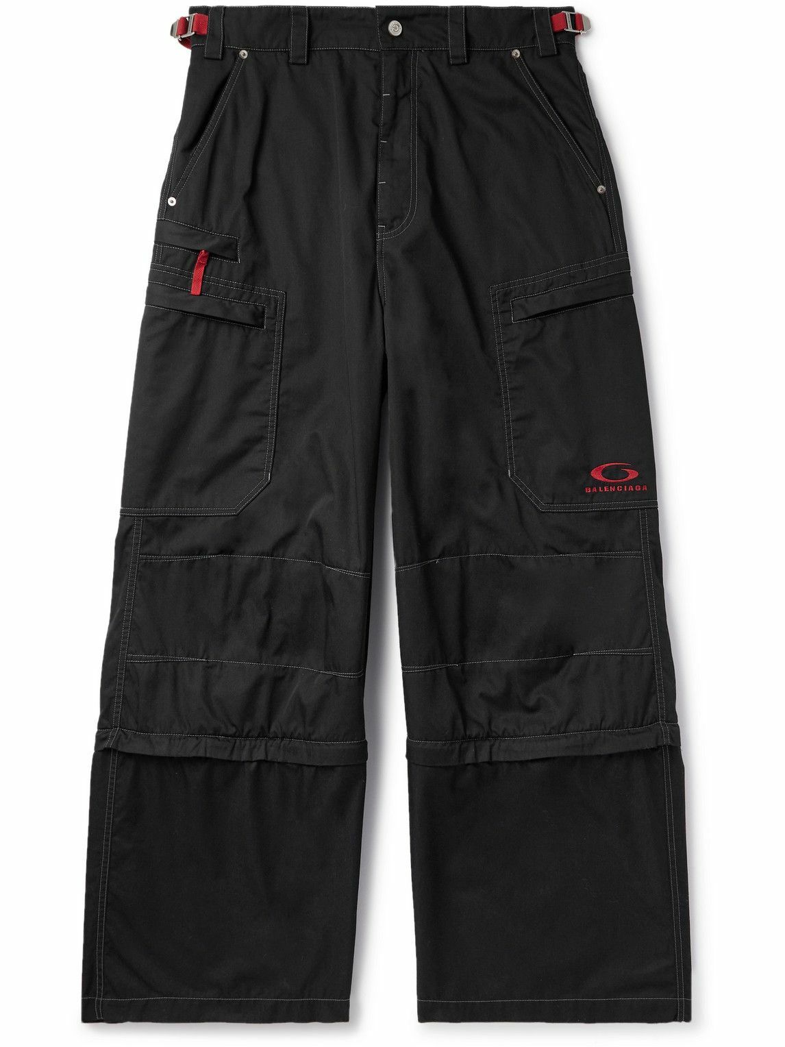Balenciaga - Wide-Leg Convertible Logo-Embroidered Twill Cargo Balenciaga - Wide-Leg Convertible Logo-Embroidered Twill Cargo
