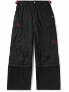 Balenciaga - Wide-Leg Convertible Logo-Embroidered Twill Cargo Trousers - Black