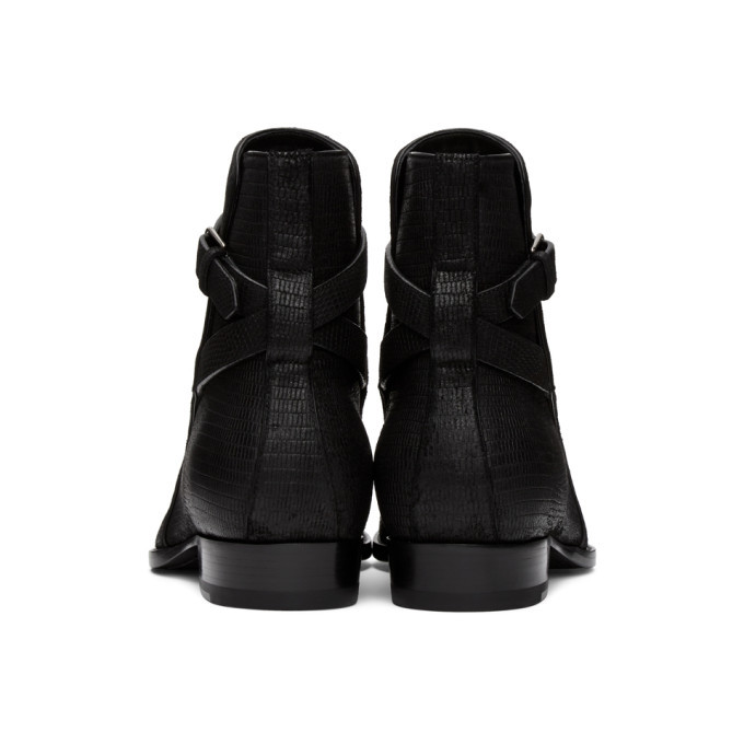 Saint Laurent Black Lizard Wyatt Jodhpur Boots Saint Laurent