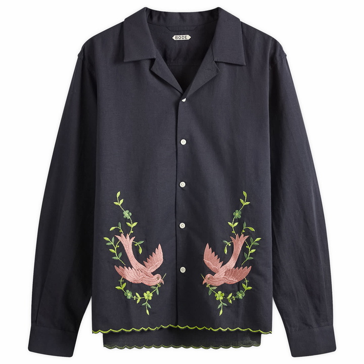 Photo: BODE Men's Embroidered Rosefinch Shirt in Black