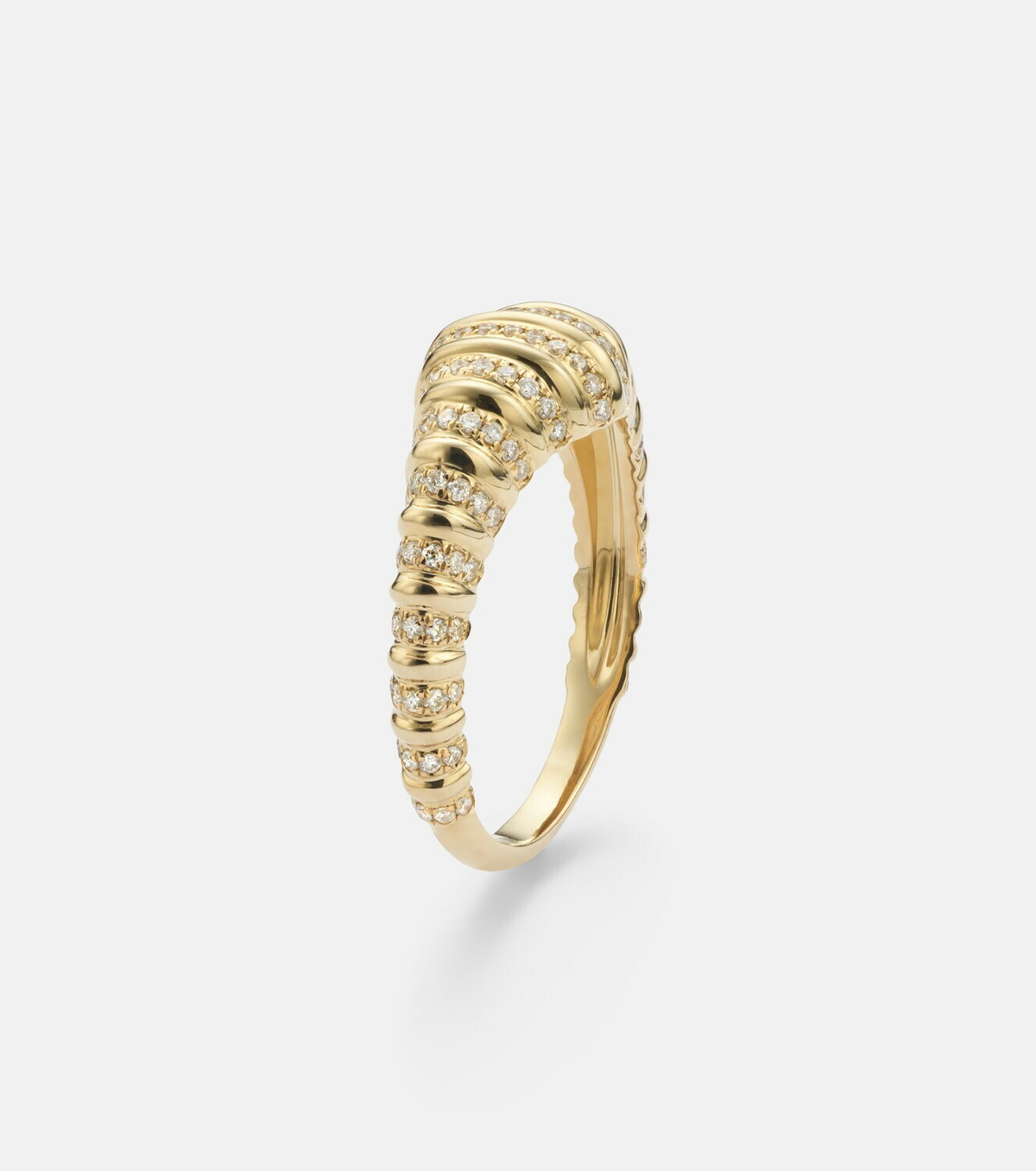 Yvonne Léon Chevalière Nano 9kt gold ring with diamonds