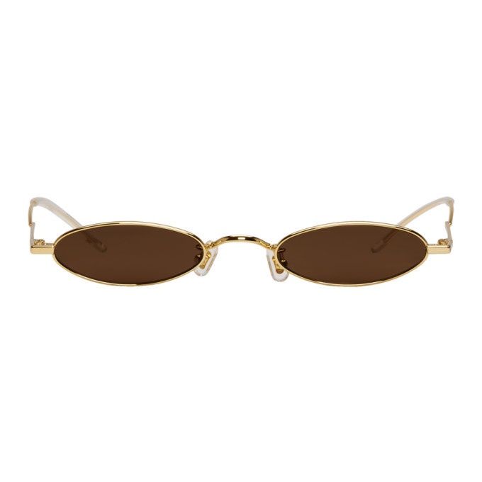 Photo: Gentle Monster SSENSE Exclusive Gold and Brown Vector Sunglasses