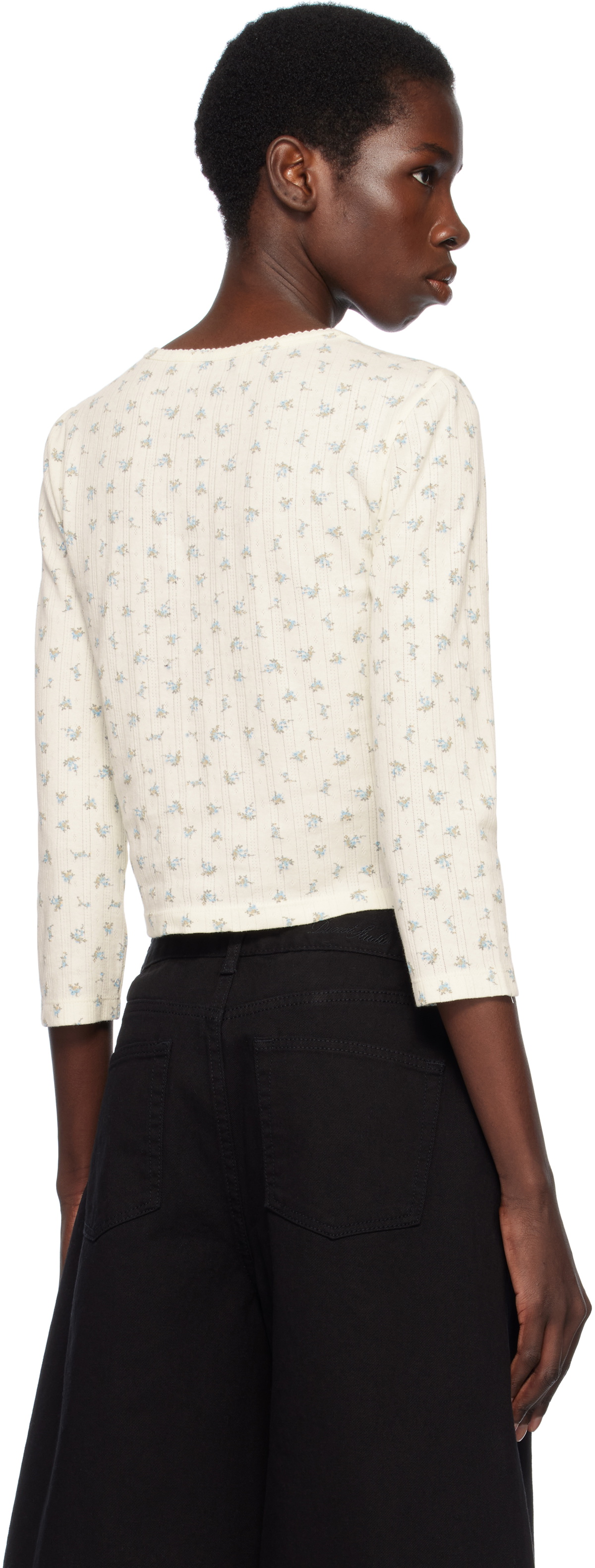 Dunst Off-White Pointelle Crewneck Cardigan