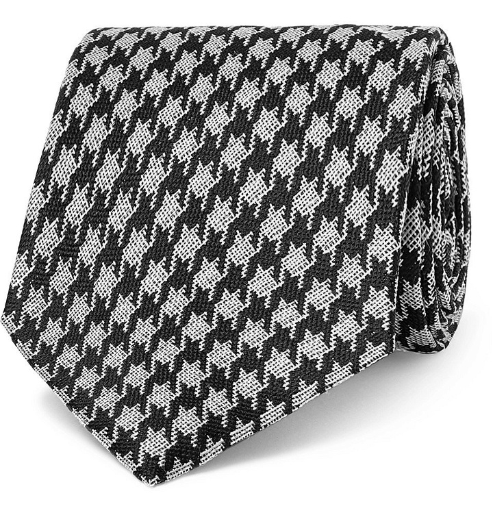 Photo: TOM FORD - 8cm Dogtooth Silk and Linen-Blend Tie - Men - Black