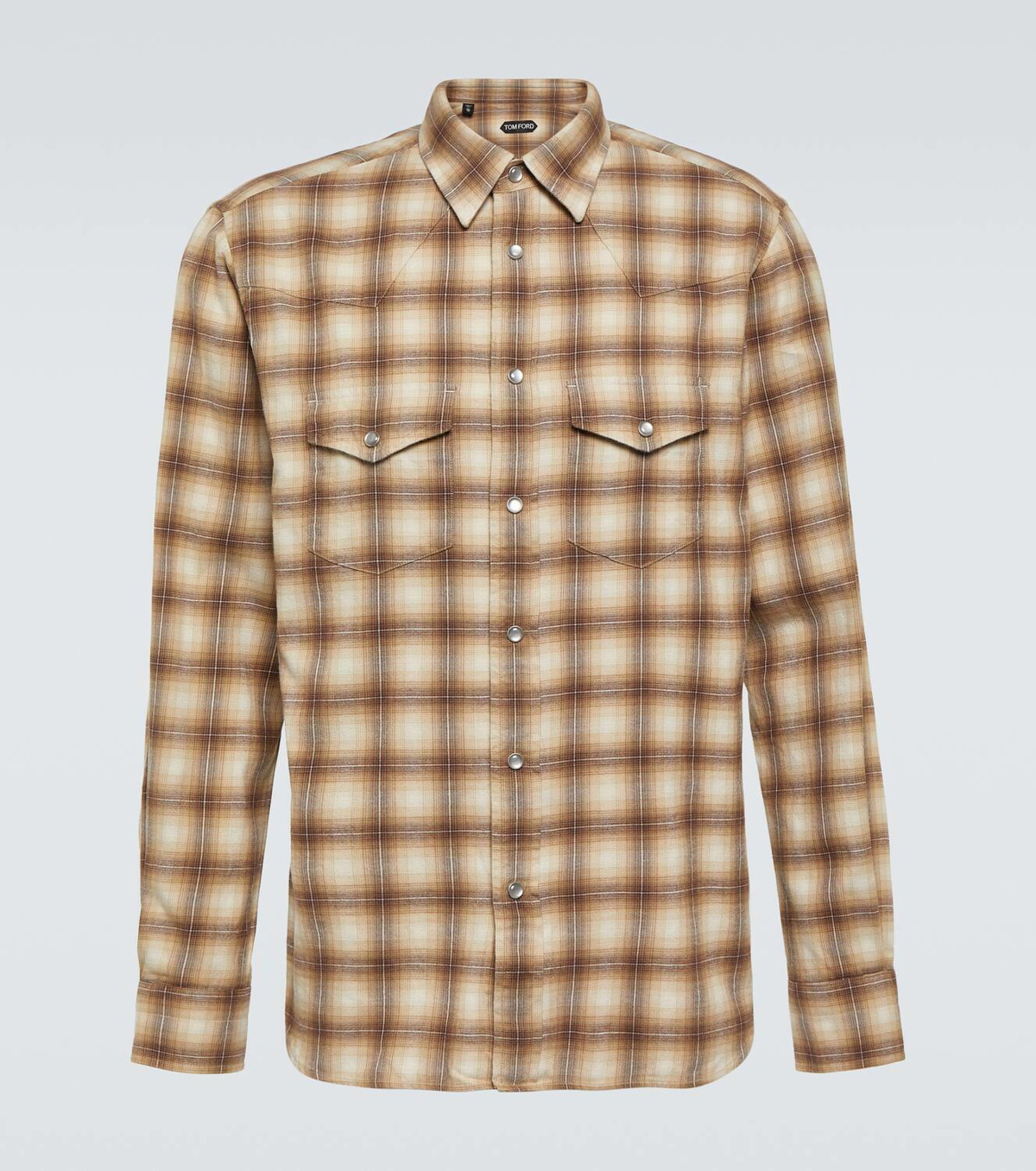 Tom Ford Checked cotton blend Oxford shirt