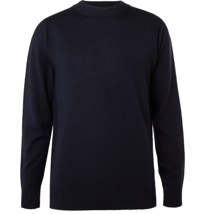 Photo: Officine Generale - Bruce Slim-Fit Merino Wool Sweater - Men - Midnight blue