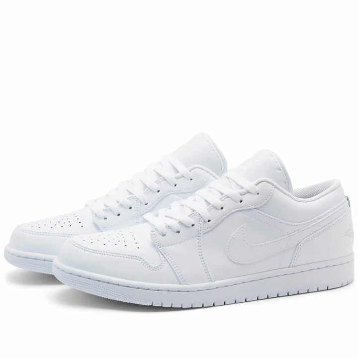 Photo: Air Jordan Men's 1 Low Sneakers in White/White