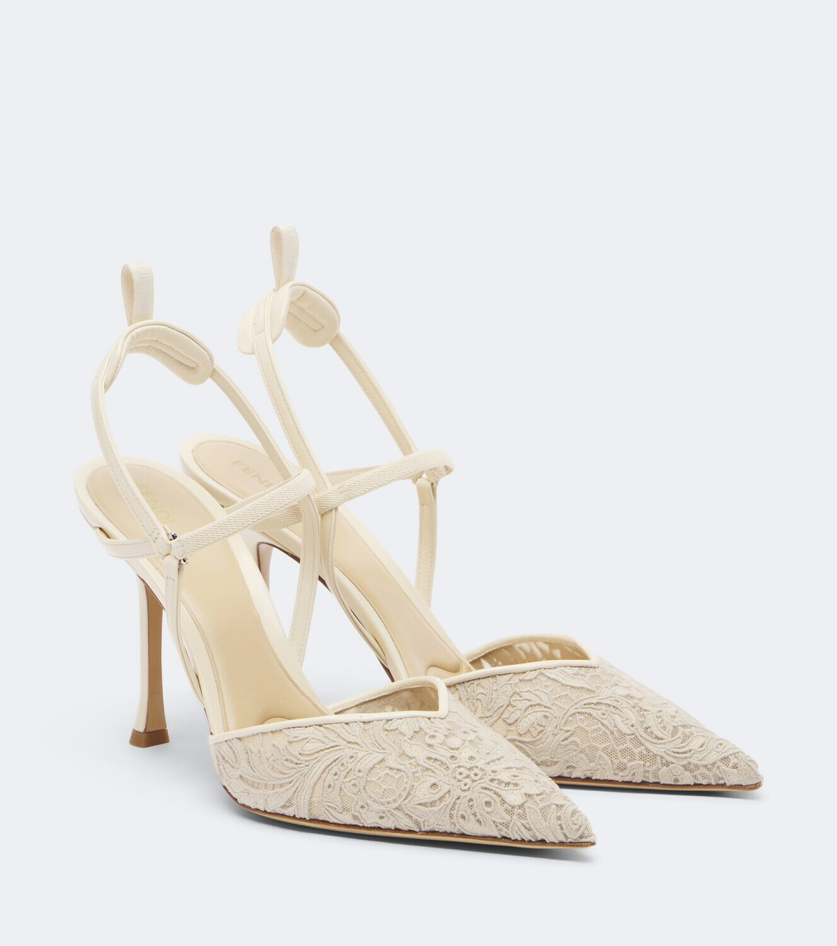 Fendi Colibrì floral lace slingback pumps