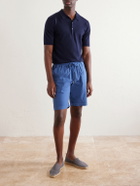 FEDELI - Alfa Straight-Leg Cotton-Blend Drawstring Shorts - Blue