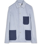 Loewe - Paula's Ibiza Distressed Colour-Block Cotton-Chambray Shirt Jacket - Blue