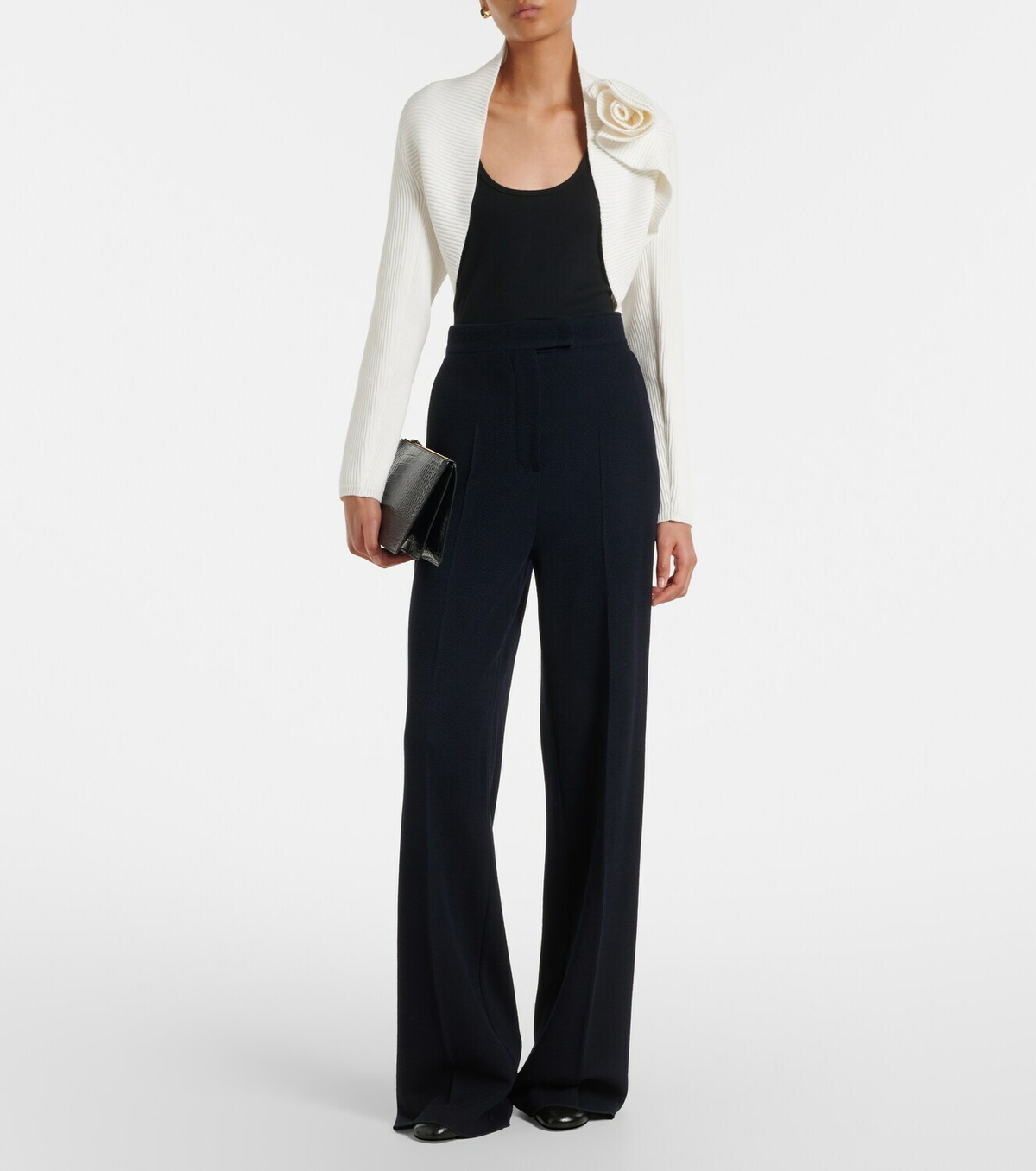 Max Mara Knitted floral-appliqué shrug