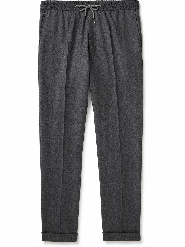 Photo: Paul Smith - Tapered Wool and Cashmere-Blend Drawstring Trousers - Gray