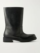 424 - Straight Leather Biker Boots - Black