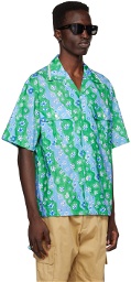 Marni Green Stripy Flower Bowling Shirt