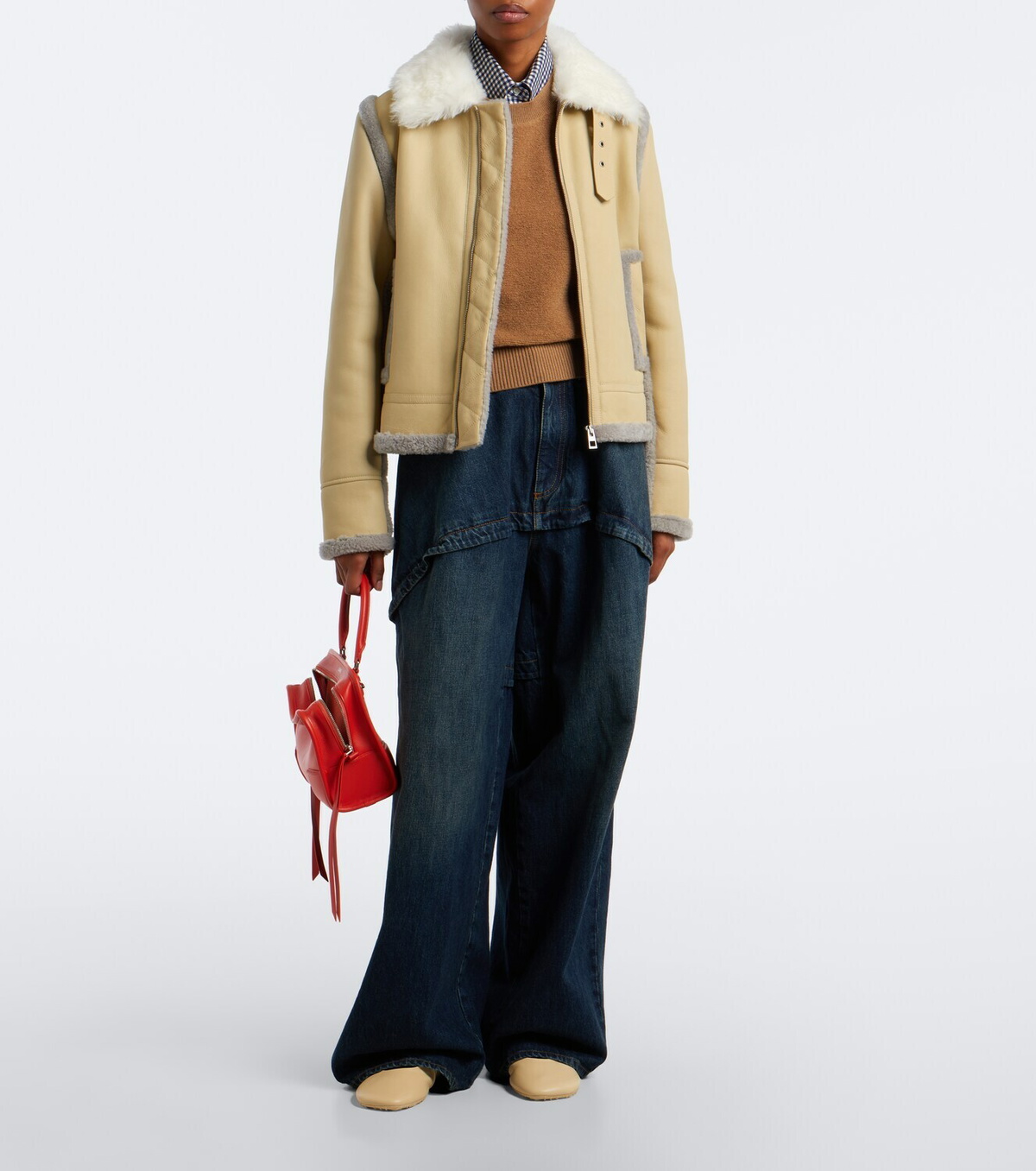 Loewe Shearling-trimmed leather jacket