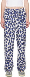 Burberry White & Blue Strawberry Trousers