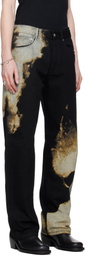 McQueen Black & Gray Abstract Print Jeans