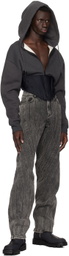 Mugler Gray & Black Corseted Hoodie