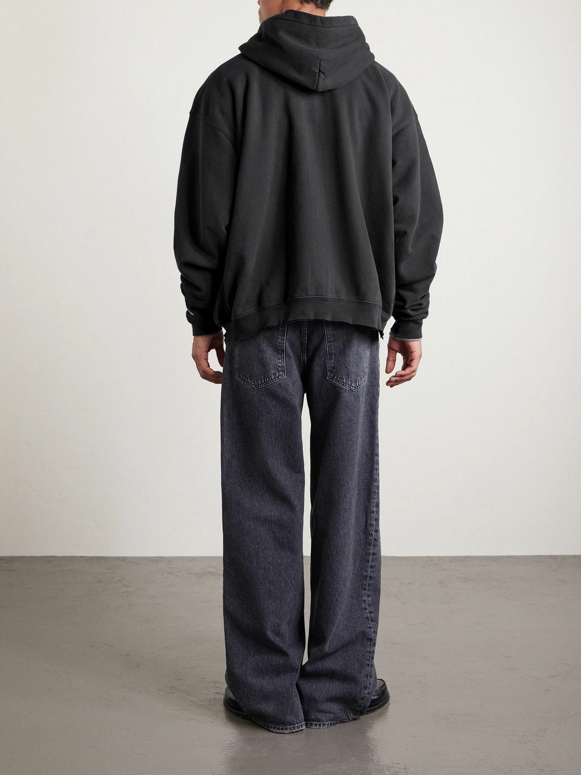 Gallery Dept. - 90's Logo-Print Cotton-Jersey Zip-Up Hoodie - Black