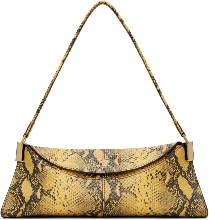 Photo: BALMAIN Yellow & Black 64-83 Small Python-Effect Leather Bag