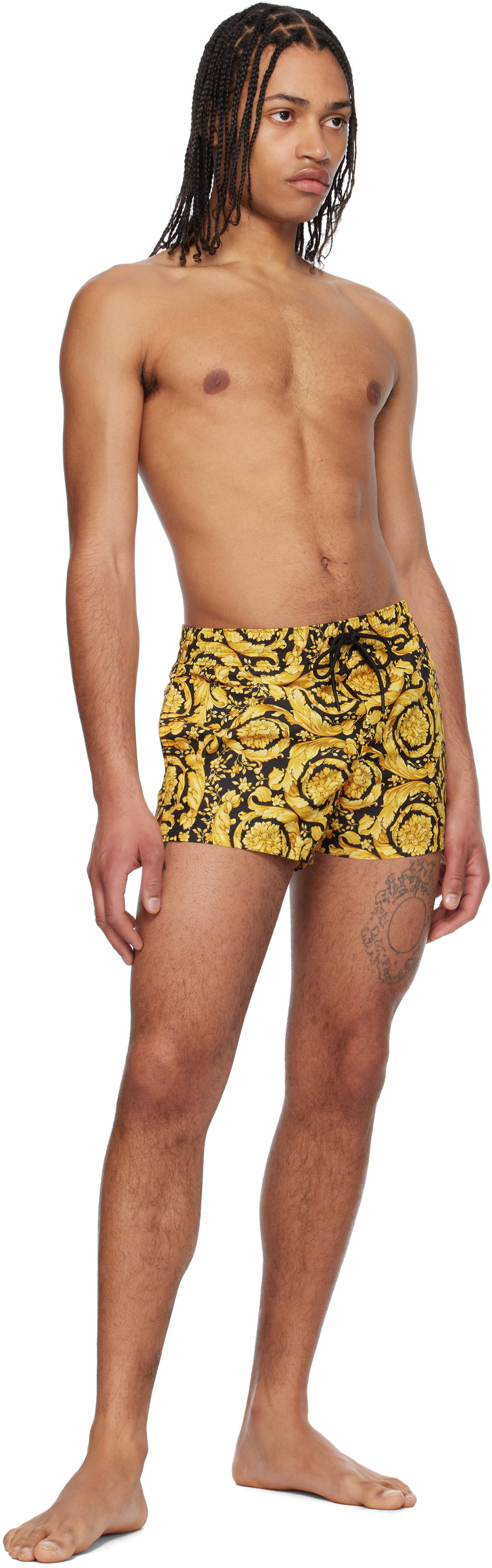 Versace Underwear Yellow & Black Barocco Swim Shorts