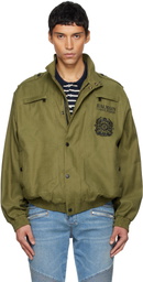 Balmain Khaki Cotton Aviator-Style Bomber Jacket