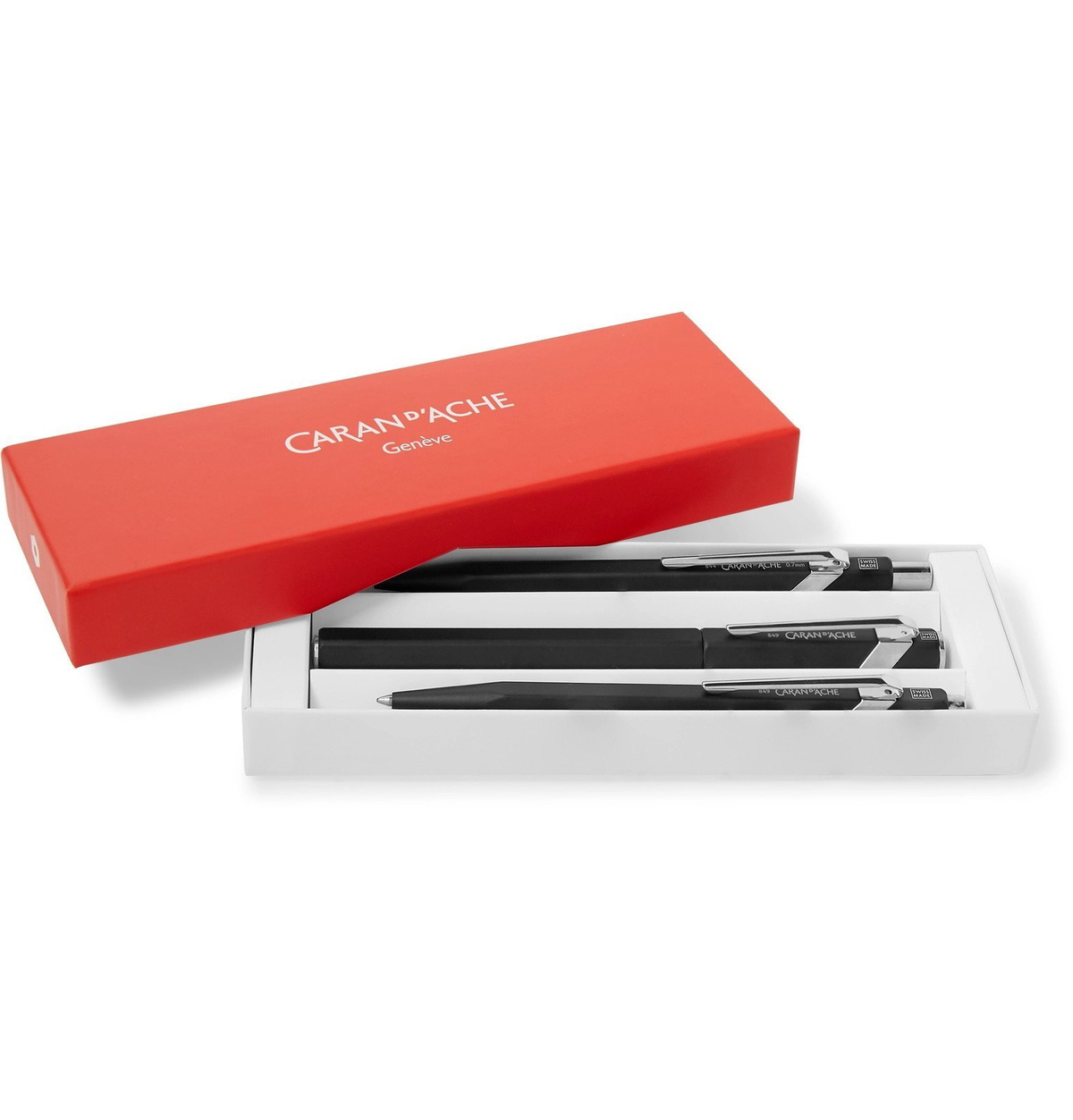 CARAN D'ACHE 849 Fountain Pen, Ballpoint Pen, Rollerball Pen and Mechanical  Pencil Gift Set for Men