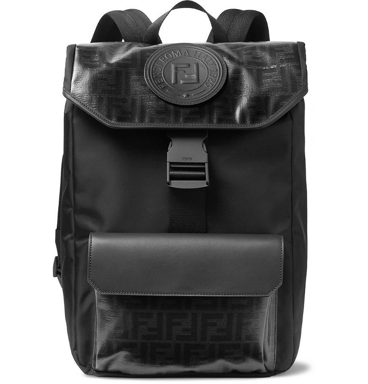 Photo: Fendi - Leather-Trimmed Logo-Print Coated-Canvas Backpack - Men - Black