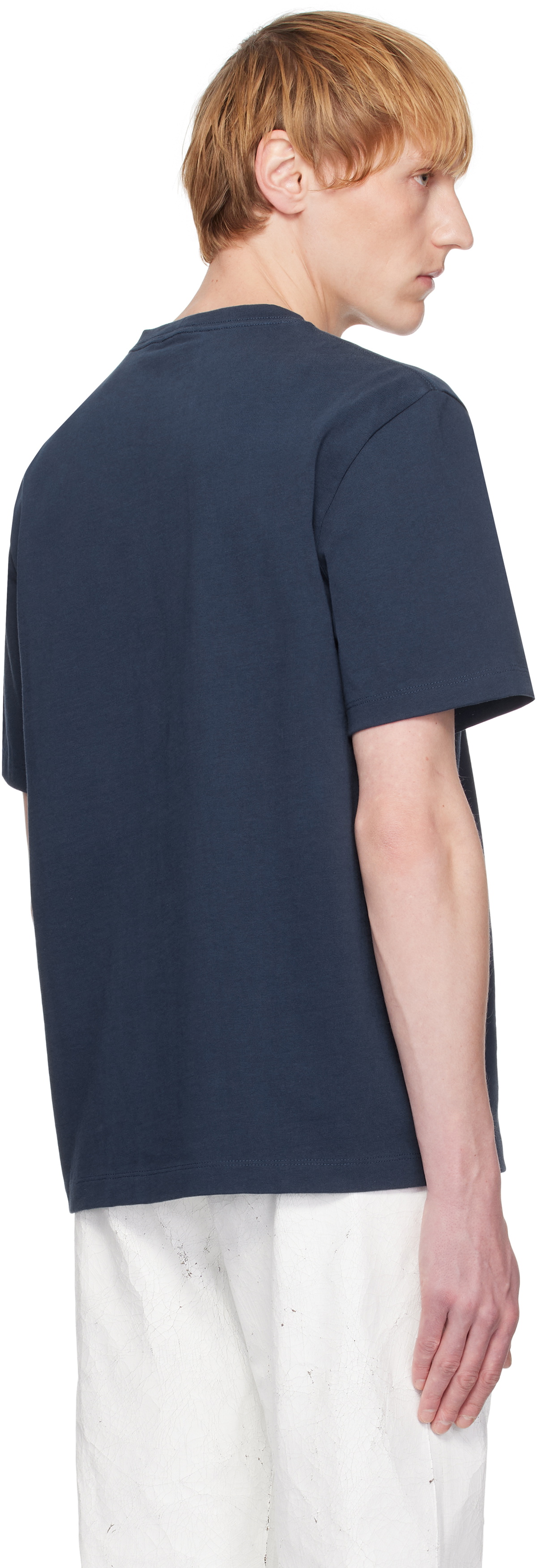 Helmut Lang Navy Stamped Logo T-shirt