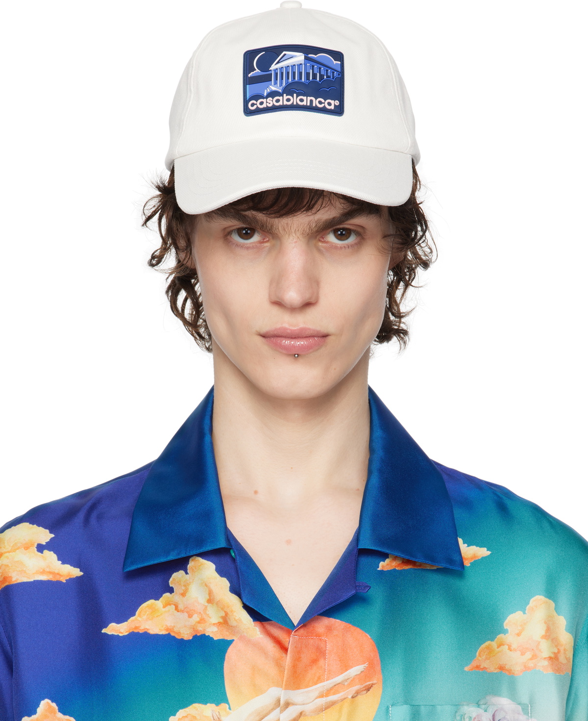 Casablanca White Casa Racing Embroidered Cap Casablanca