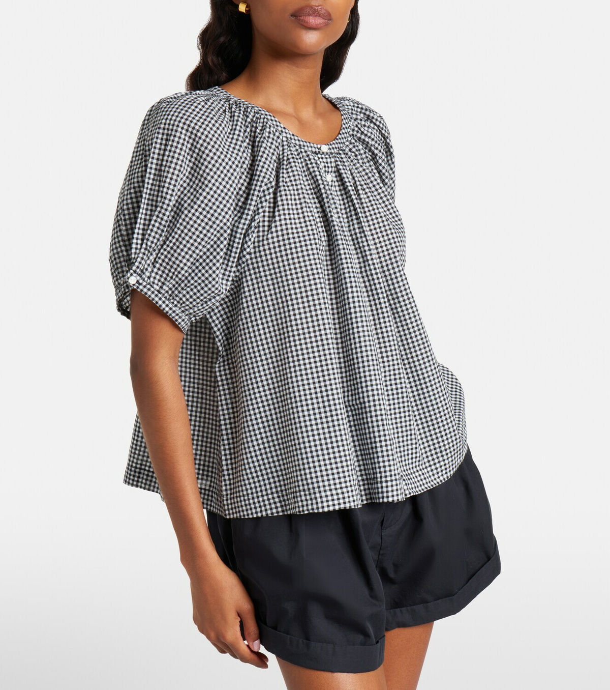 Dôen June gingham cotton-blend top