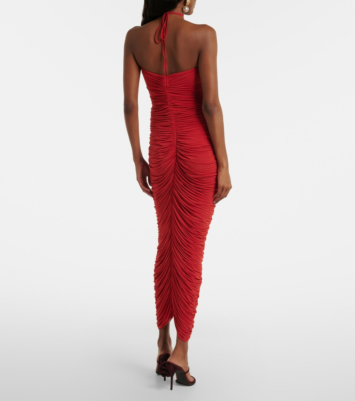 Magda Butrym Floral-appliqué ruched jersey midi dress