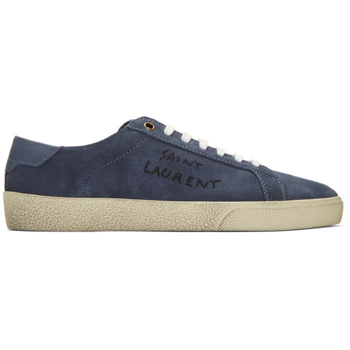 Photo: Saint Laurent Navy Suede Court Classic SL-06 Sneakers 